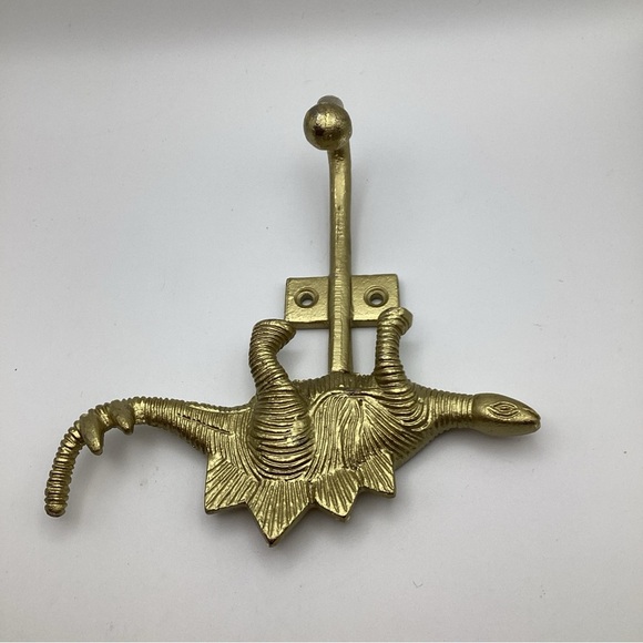 Brass Dinosaur Hook Wall Hanger Holder Hanging Coat Towel Clothes Dino - Picture 4 of 7